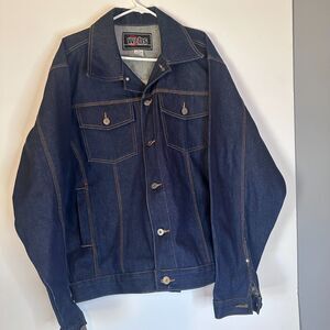WEBs Denim Trucker Jacket Men’s M Dark Wash, Button Cuffs, 100% Cotton